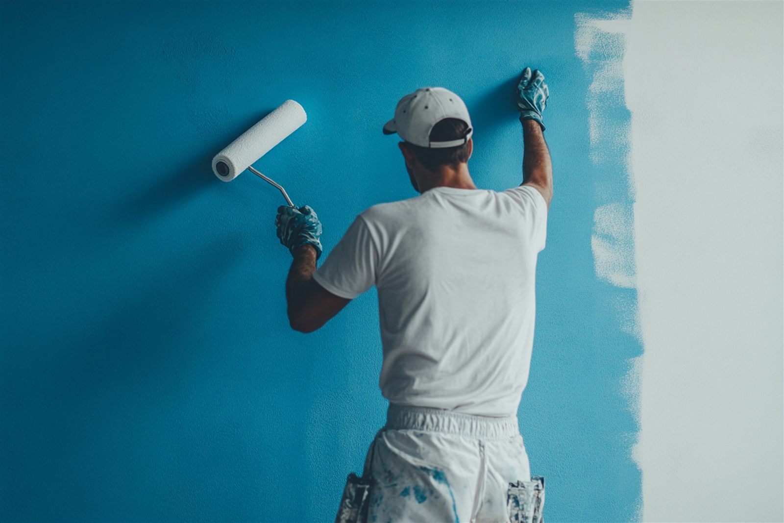 Profesional pintando una pared